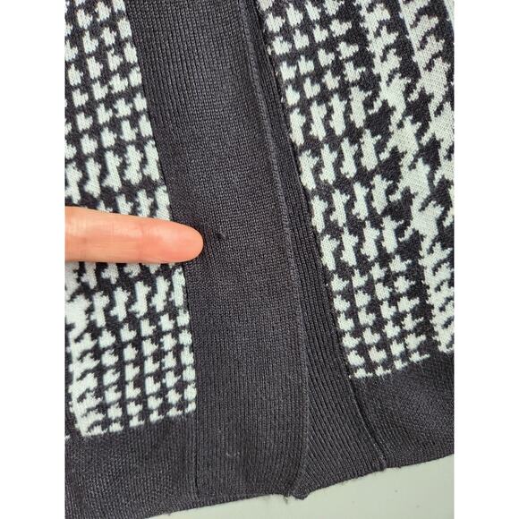 L’AGENCE Adeline Belted Long Cardigan Sz XS duster Black Grey Houndstooth #2G507 - Picture 8 of 12